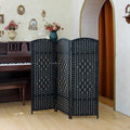 Compact 3 Panel Short Room Divider, 47.2 Inch Tall Double-Sided Rattan Folding by PawlaBay