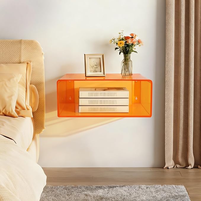 Acrylic Floating Nightstand, Nightstand Shelf Wall Mounted Bedside Shelf - Image 2