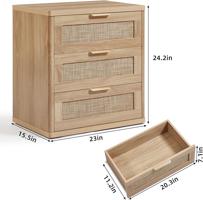 LEYAOYAO Rattan 23" Nightstands Set of 2 - Image 3