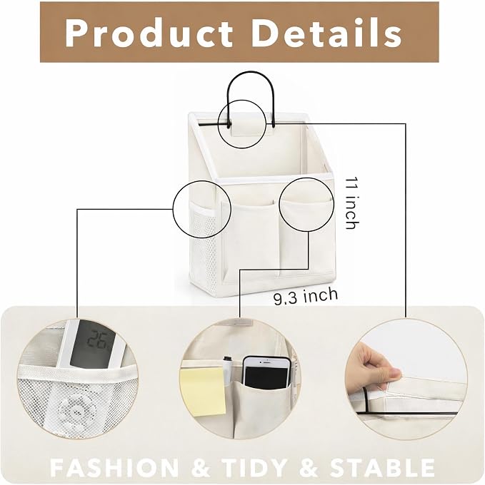 Kanrichu 3pcs Wall Hanging Organizer Bag, Linen Fabric Door Hanging Storage - Image 2