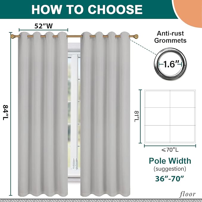 Diraysid 100% Blackout Curtains Light Grey Linen Curtains - Image 5
