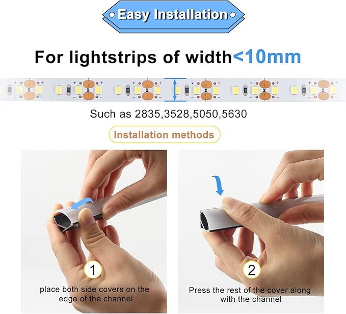 VST 10pack 3.3ft LED Channel, V Shape Diffuser, Aluminum Channel System with Milky Cover, End Caps and Mounting Clips, Aluminum Profile for LED Strip Light Very Easy Installation