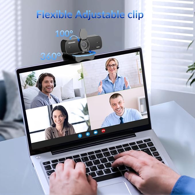 NEWORK 4K Webcam for PC with Sony Sensor, Auto Focus & Privacy Cover, Ultra HD 4K Streaming Camera with Tripod, 2 Noise-Cancelling Mics, USB Plug & Play, 77° FOV, Web Camera for Zoom, Skype, Teams