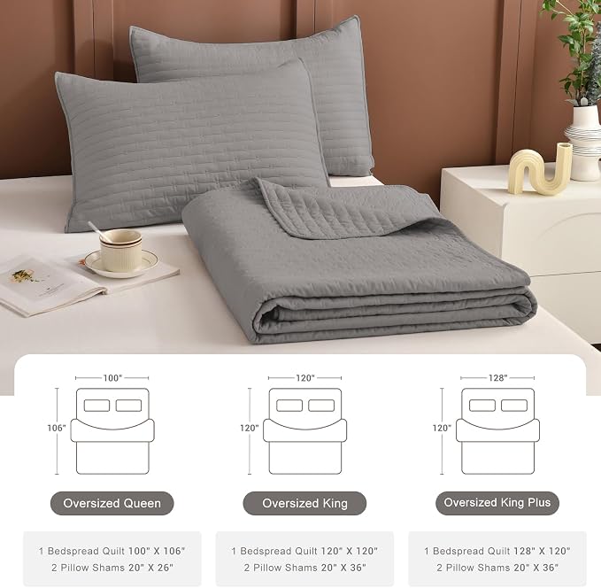 Lady Ann Gray Oversized King Bedspread 128x120 - Image 7