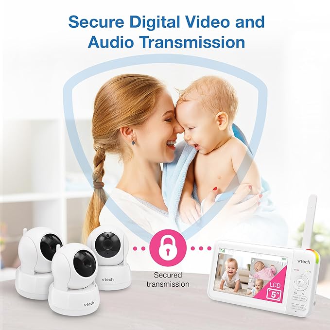 VTech Video Baby Monitor with 5" LCD Screen, Up to 17Hrs Video & 31Hrs Audio Battery Life, Night Vision, 1000ft Range, Pan-Tilt-Zoom, Lullabies, Soothing Sounds, Temperature Sensor, No WiFi: 924W
