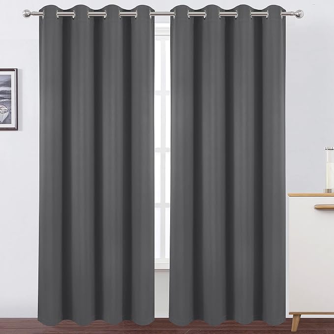 100% Blackout Curtains with Black Lining/52 x 84 Inch/Set of 2 Panels Thermal - Image 2