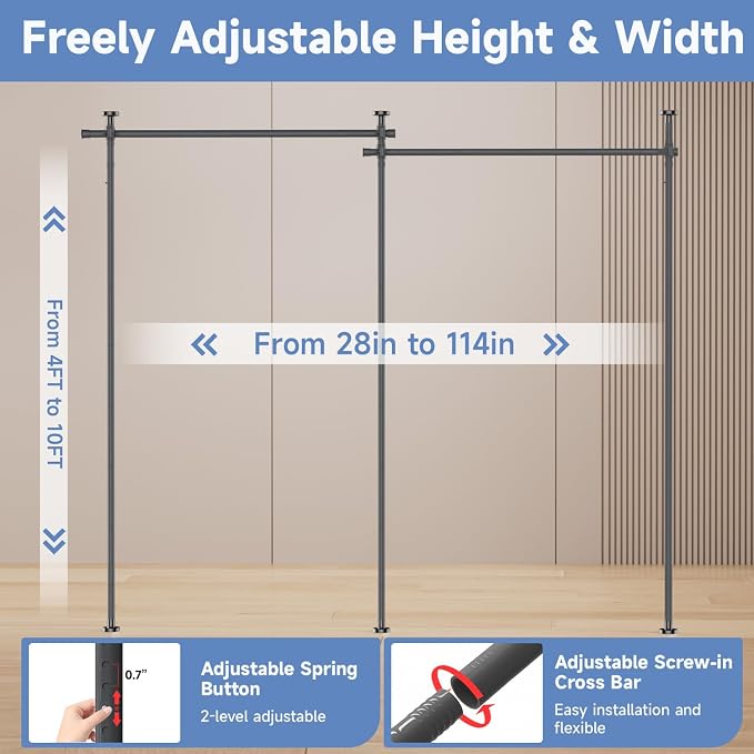 Room Divider Privacy Screens, No Drill Curtains Rod - Image 3