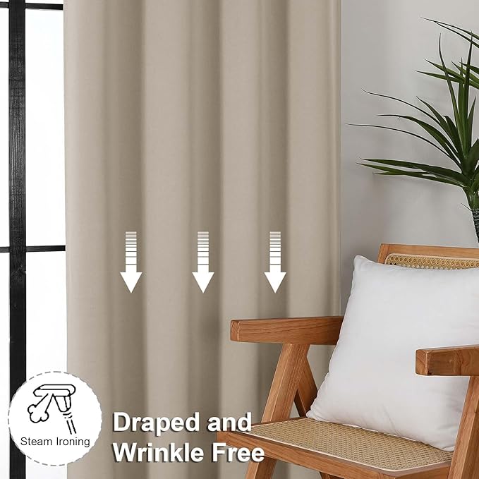 Simplebrand Ava Biscotti Beige Short Blackout Curtains - Image 6