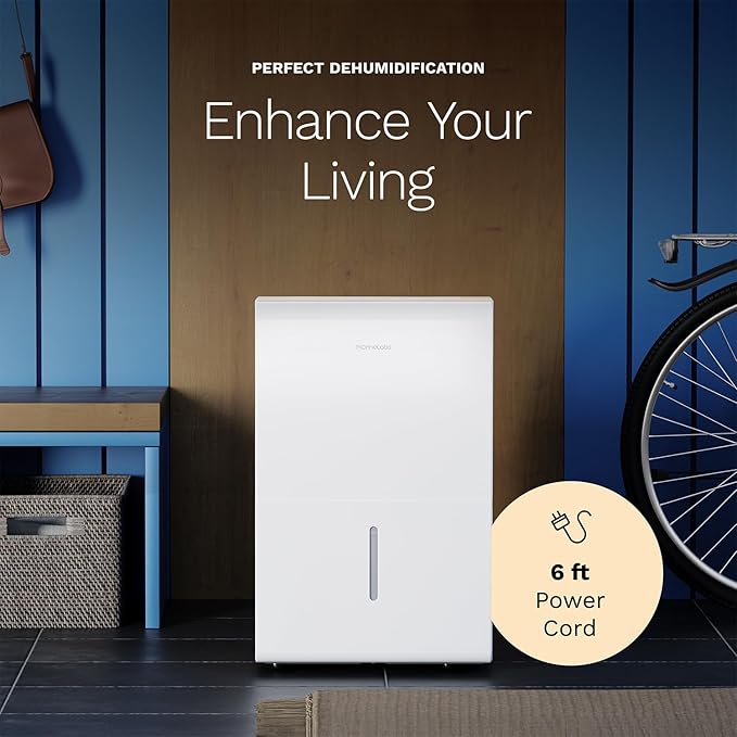 hOmeLabs Dehumidifier for Home, Office, Basements with Powerful Moisture Removal, Humidity Control, Auto Shut-off, Quiet Operation - 7,000 Sq Ft Wi-Fi (50 Pint MAX 120 Pint at 95°F, 90% RH)