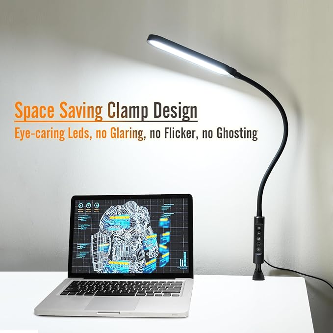 18W 3000LM LED Clamp Desk Lamp | CRI 95 Eye-Caring Light - Image 8