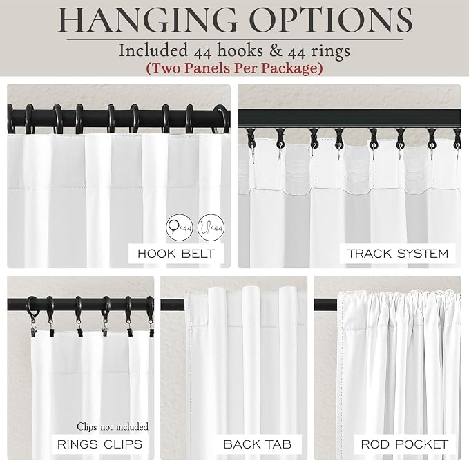 Pure White Blackout Curtains 60 Inches Extra Wide Modern Linen 96 Inch Length - Image 3