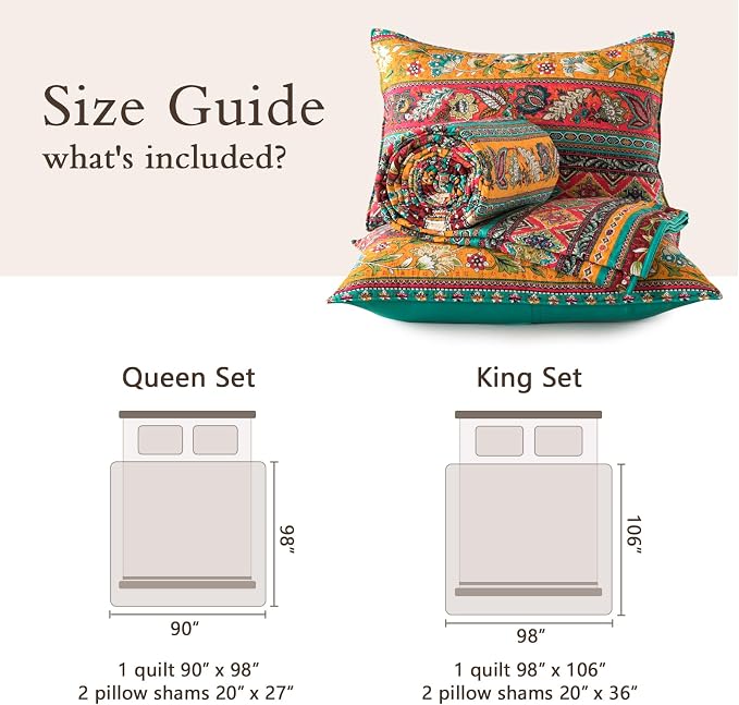 VAPUTAR 100% Cotton Face Quilt King Size, Exquisite King Quilt Bedding Set | - Image 7