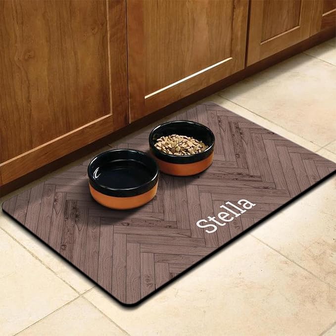 Personalized Dog Food Mat for Floors Absorbent, Custom Pet Cat Food Mat - Quick Dry Dog Bowl Mats for Food and Water Pet Supplies