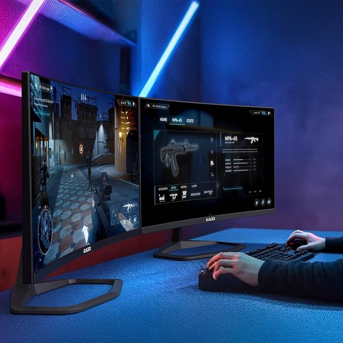 Kado 25" Class Dual Gaming Monitor Setup - 2-Pack 24.5" Curved 1500R 240Hz 1ms 1920x1080 Computer Monitor, Parallel Gaming AMD FreeSync Premium Panoramic, VESA Mount HDMI DisplayPort Built-in Speakers