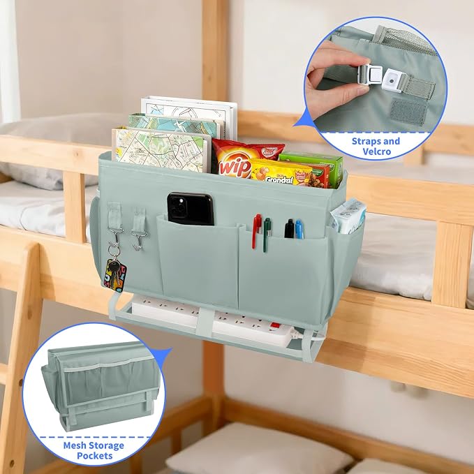 2Pcs Bedside Caddy for Dorm Bed Bedside Organizer, Bedside Storage - Image 2
