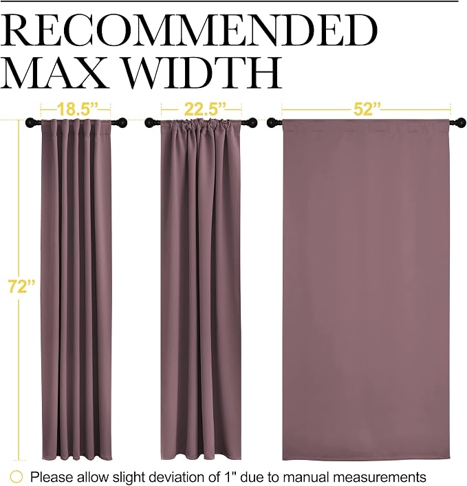 NICETOWN Bedroom Blackout Draperies and Window Treatment- 52 Width X 72 Length - Image 7