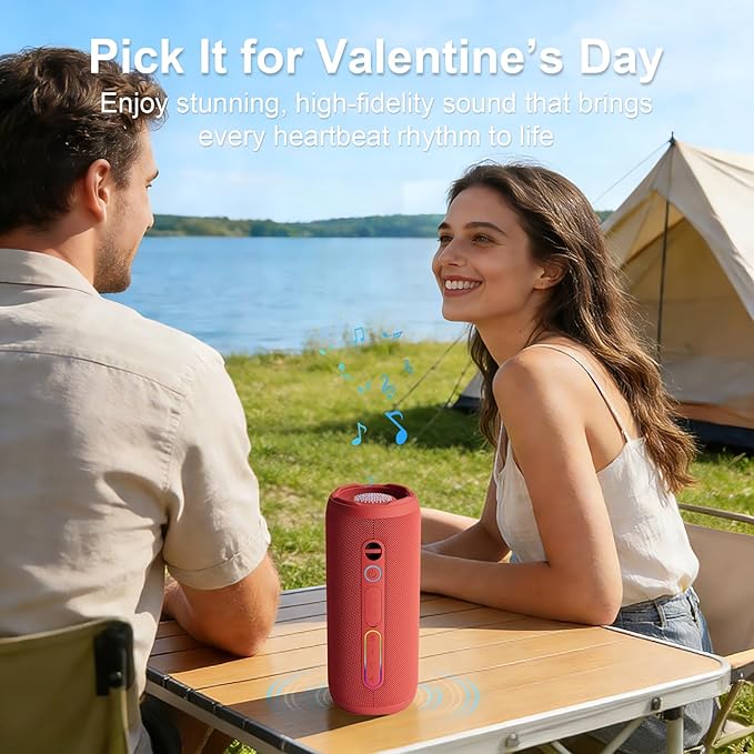 YOLOEMOT Waterproof Bluetooth Speaker, Wireless Shower Speaker with 24W Loud Stereo Sound and Bluetooth 5.3, Enhanced Bass, TWS Pairing, IPX7 Waterproof, 12 Hours of Playtime for Home/Outdoor (Red)