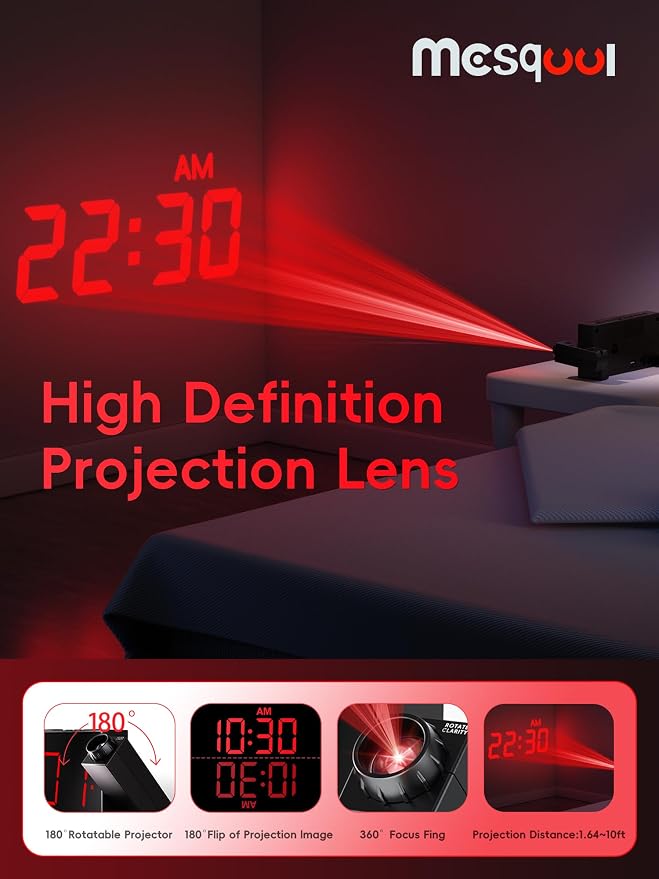 Mesqool Digital Projection Alarm Clock - Image 4