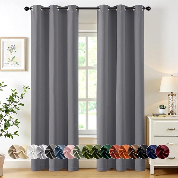 MIULEE Blackout Curtains for Bedroom 2 Panels 40 x 84 Inch Long Light Gray | by MIULEE