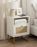 Masupu Rattan Nightstand, Modern Boho Farmhouse Wood Bedside Table by Masupu