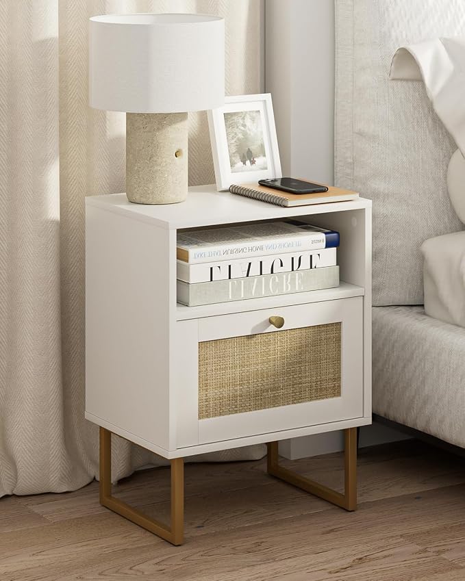 Masupu Extra Large Rattan Nightstand, Boho Night Stand Modern Farmhouse Wood by Masupu