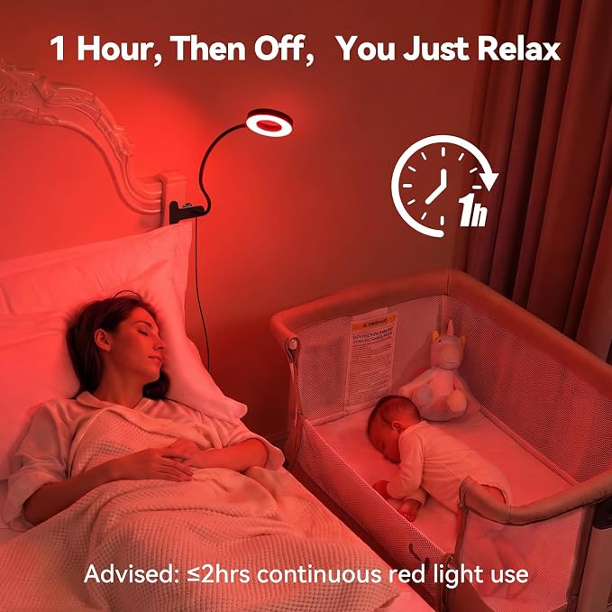 Clip On Reading Light for Bed, 670nm Red Light Lamp - Image 5