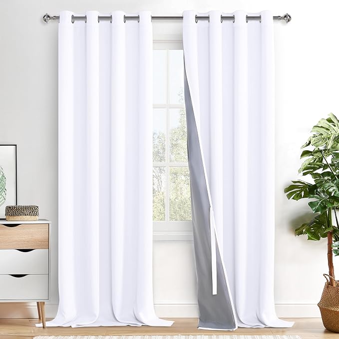 XWZO White 100% Blackout Curtains by XWZO