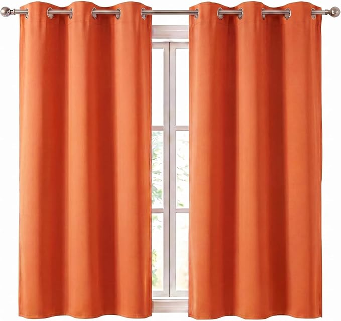 Diraysid Orange Grommet Blackout Curtains - Image 2