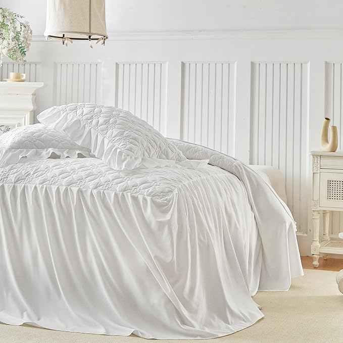 Ruffle Skirt Bedspread Set Flower Style - Image 9
