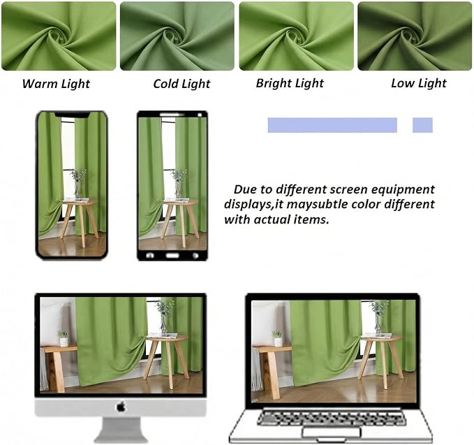 Simplebrand Ava Lime Short 36 Inches Blackout Curtain 2 Panels Set, Half Window - Image 8