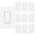ThunderWay Matte White Single Pole Decorator Light Switch with Screwless Wall Plate, 15 A 120/277 V, ON/Off Rocker Paddle Interrupter, Self-Grounding, Residential Grade, UL Listed (10 Pack)