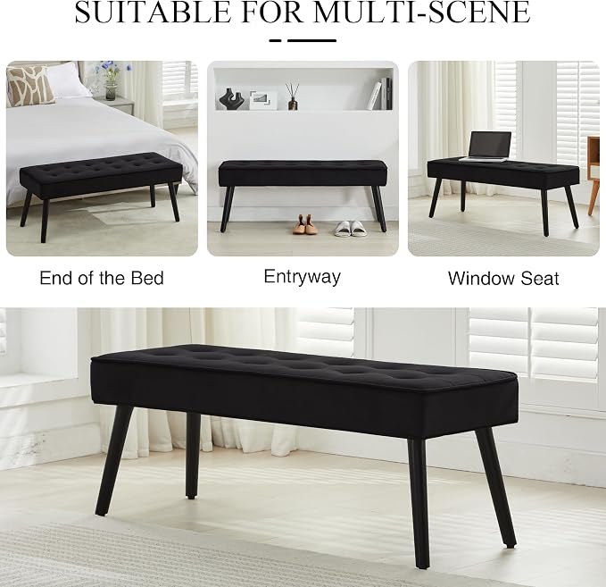 LOULENS Entryway Bench, Button Tufted, Upholstered Bench - Image 5