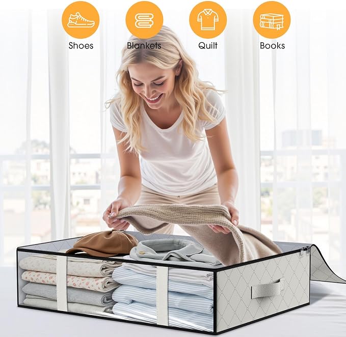 StorageRight Under Bed Storage Bags, 8 Pack, Comforters, Blankets and Seasonal - Image 7