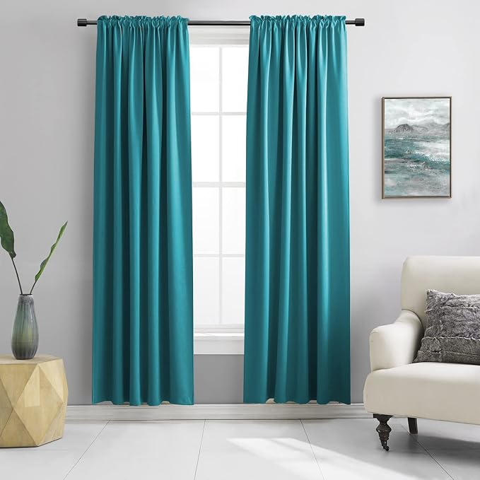 84 Inch Teal Blackout Curtains for Craft Room by DONREN