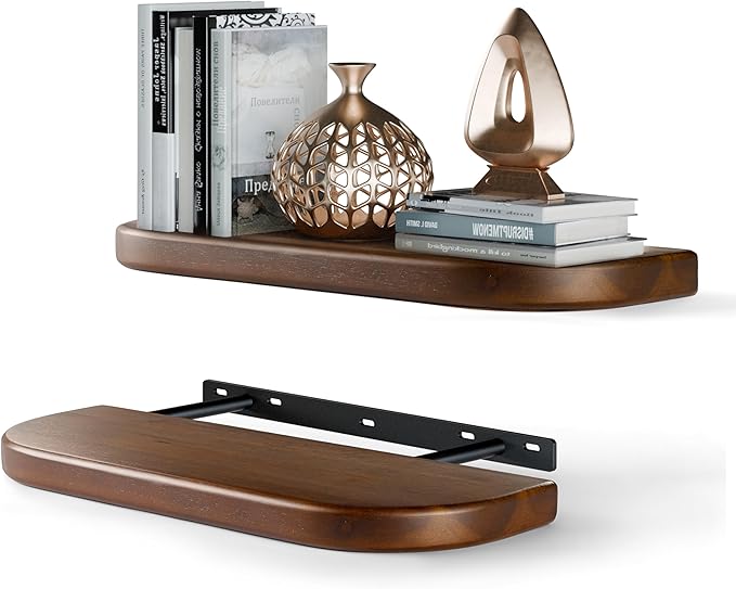 BATODA Set of 2 17" Acacia Wood Floating Shelves by BATODA