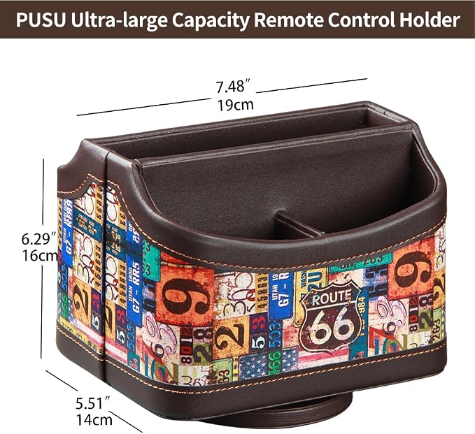 PU Leather 360° Rotatable Remote Control Holder, Nightstand TV Remote Caddy | - Image 2