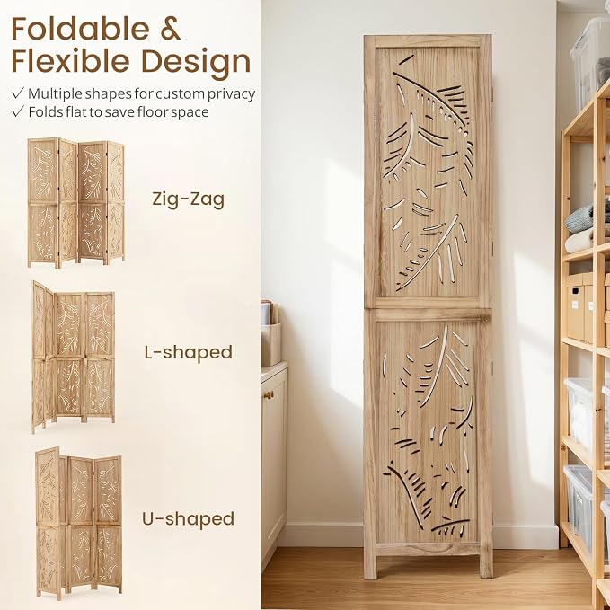 GIANTEX 4 Panel Boho Room Divider - Image 7
