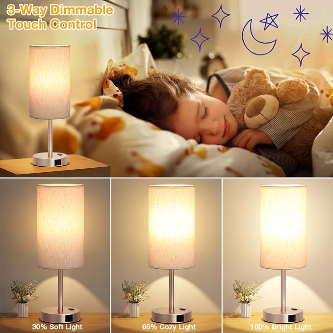 Dicoool 17.4" Bedside Lamp for Bedroom - Image 3