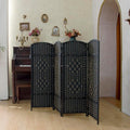 Compact 4 Panel Short Room Divider, 47.2 Inch Tall Double-Sided Rattan Folding by PawlaBay