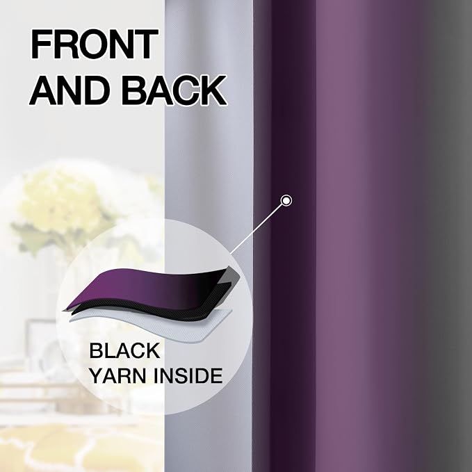 SimpleHome Ombre Purple and Black Room Darkening Curtains 84 inches Length | - Image 5