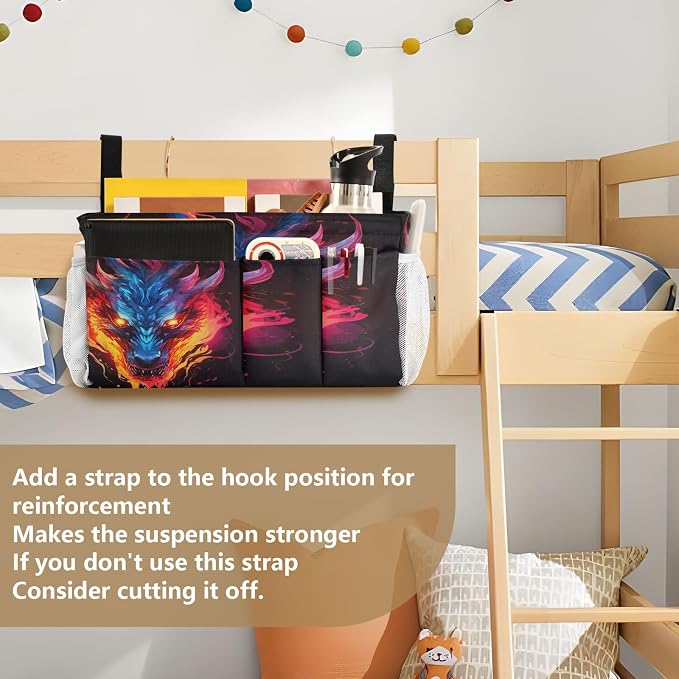 Dragon Fire tag8 Bedside Caddy Storage Bag Bedside Organizer - Image 6