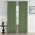 96 Inch Curtains Sage Long Back Tab/Rod Pocket Room Darkening Curtain Panels by DUALIFE