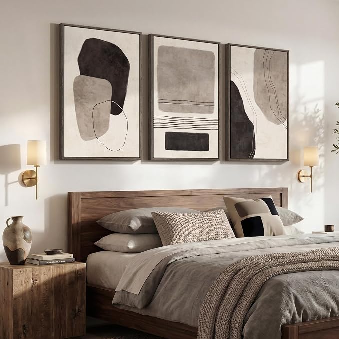 Large Framed Neutral Abstract Wall Art - Image 2