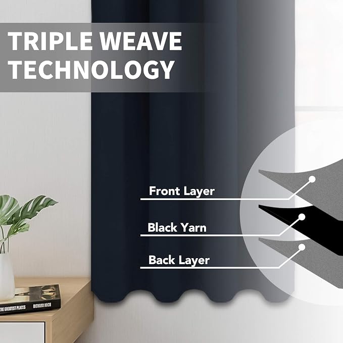 Easy-Going Blackout Curtains for Bedroom, Solid Thermal Insulated Grommet and - Image 3