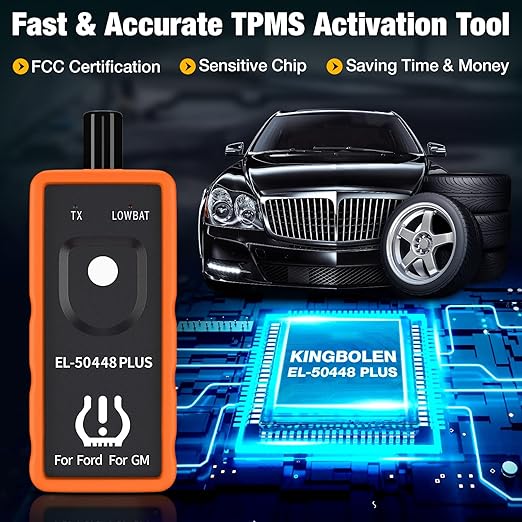 KINGBOLEN EL-50448 Plus TPMS Relearn Tool for Ford for GM Automotive Tire Pressure Monitor Sensor 315/433 MHz Reset Tool, 2 in 1 Relearn Tool for F150 for Lincoln for Buick for Cadillac Vehicle