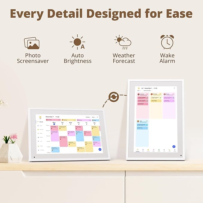 Digital Calendar Touch Screen 10 Inch, Electronic Calendar Chore Chart for Family Monthly/Weekly/Daily Planner, Smart Calendar for Home Organization, Desk Mount and APP Control