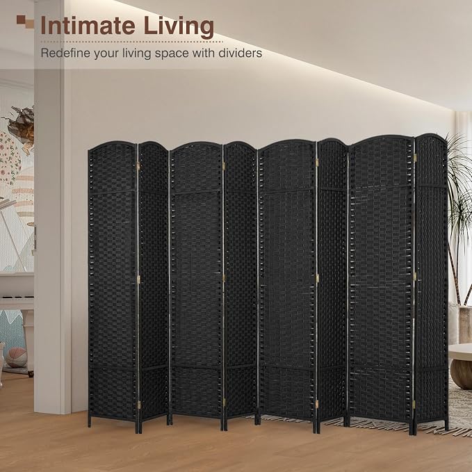 Room Divider 8 Panel 5.6 FT Tall Privacy Screen Waterproof Wood Frame Partition - Image 2