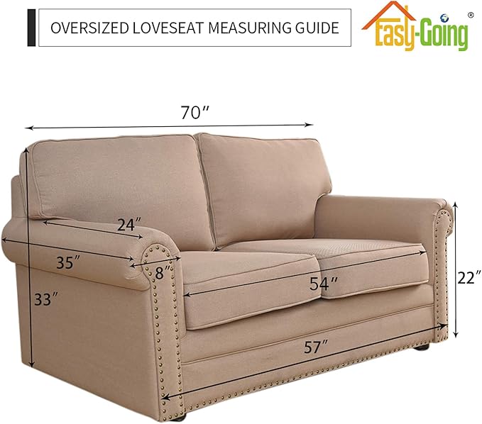 Easy-Going Stretch Oversized Loveseat Slipcover 1-Piece Sofa Cover Furniture Protector Couch Soft with Elastic Bottom for Kids Polyester Spandex Jacquard Fabric Small Checks Dark Gray