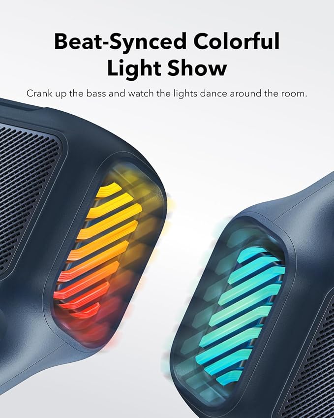 Soundcore Boom 2 by Anker, Outdoor Speaker, 80W, Subwoofer, BassUp 2.0, 24H Playtime, IPX7 Waterproof, Floatable, RGB Lights, USB-C, Custom EQ, Bluetooth 5.3, Portable for Camping and Beach - Blue