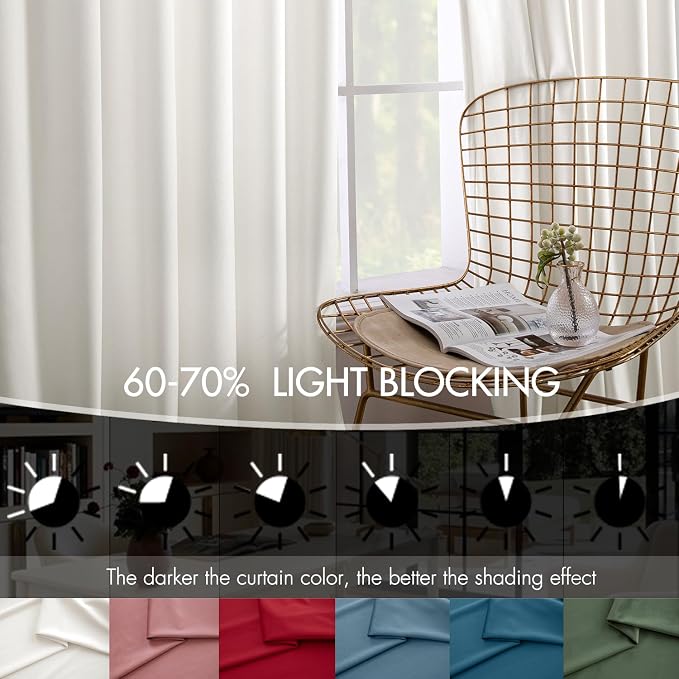 MIULEE Velvet Curtains 50W x 102L 2 Panels Ivory Blackout Curtains | Luxury - Image 4